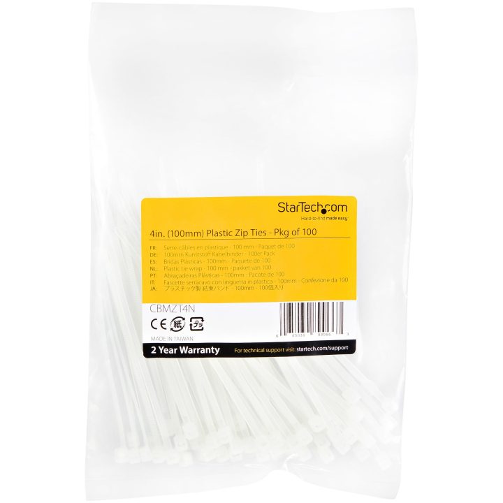 StarTech.com Bridas de 10 cm para Cabos - Largura 2 mm, Diâmetro do…