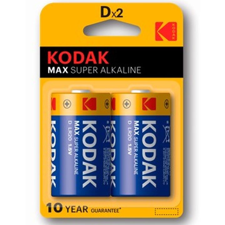 Kodak Alkaline Max D LR20 1.5V Battery Blister - 2-Pack