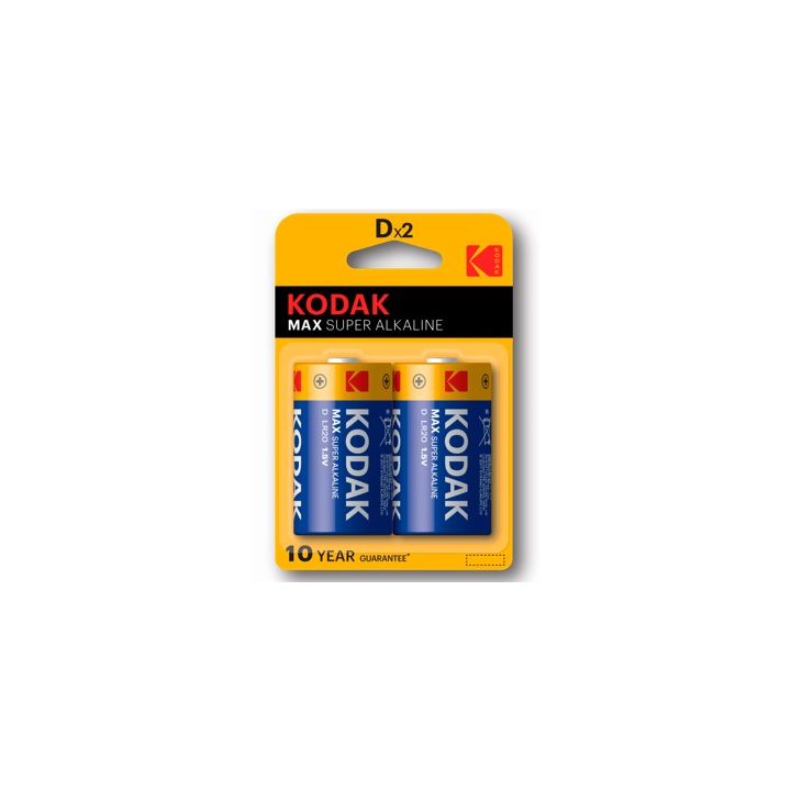 Kodak Alkaline Max D LR20 1.5V Battery Blister - 2-Pack