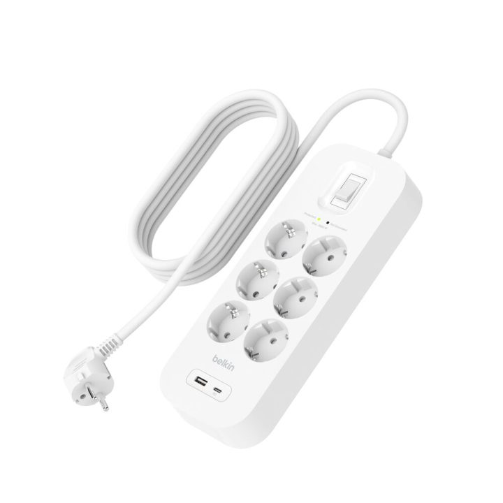 Belkin Surge Protector - with USB-C and USB-A ports - output outlets…