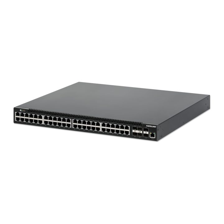 Comutador de rede (switch) PoE+ totalmente gerível L3 da Intellinet…