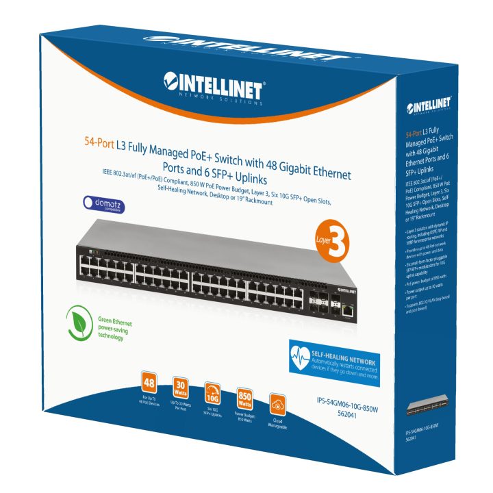 Intellinet Network Switch (Switch) PoE+ Fully Managed L3 54 Ports…