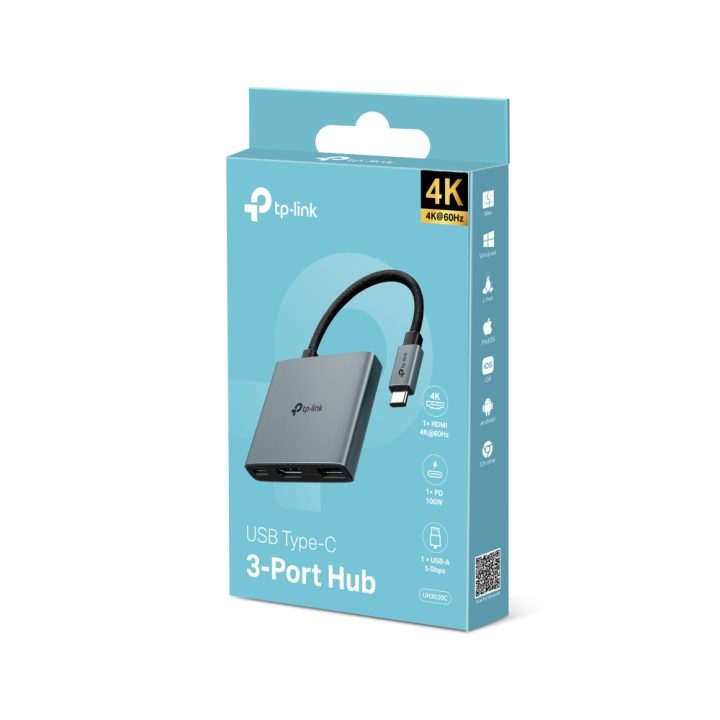 TP-Link UH3020C USB Type-C Interface Hub 5000 Mbit/s Gray