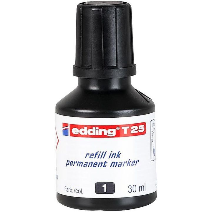 Frasco tinta para rellenar 25ml negro Edding T25-001