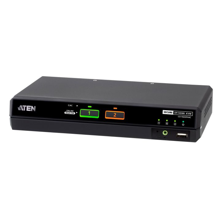 ATEN Conmutador KVM universal seguro de 2 puertos USB 5K…