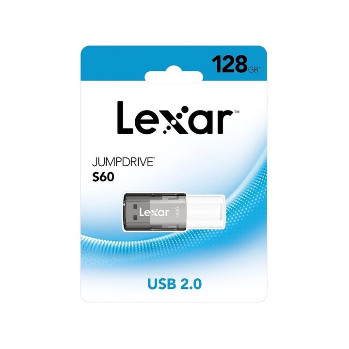 Lexar 128GB jumpdrive S60 USB 2.0 flash drive (LJDS060128G-BNBNG)