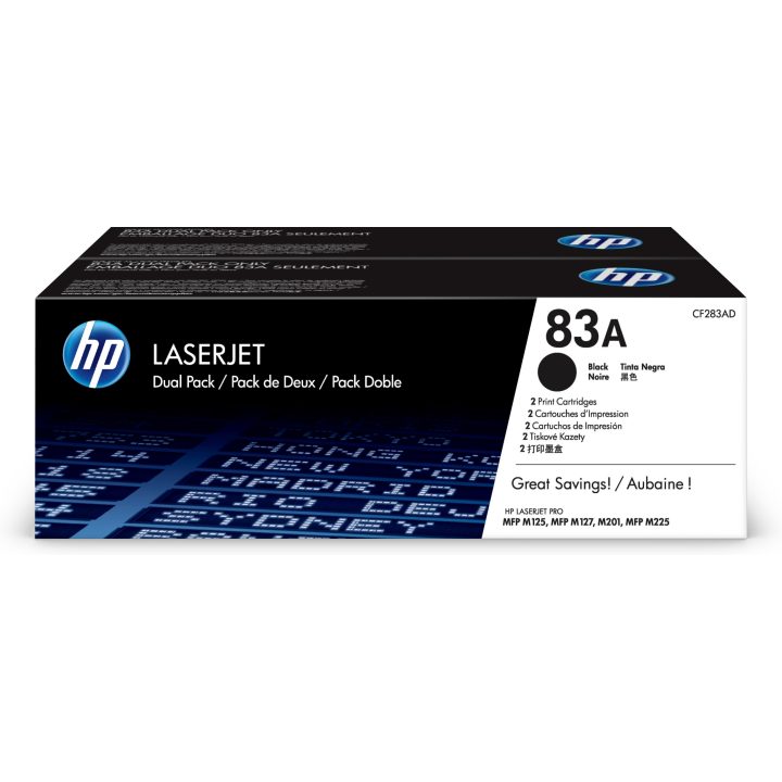 HP Value Pack of 2 Original LaserJet 83A Black Toner Cartridges