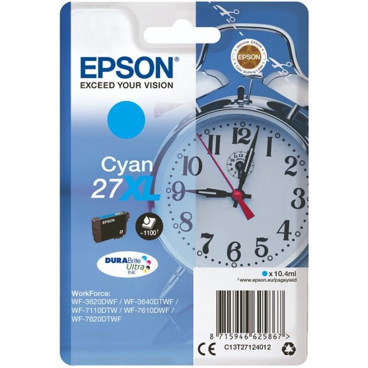 Epson Alarm clock Singlepack Cyan 27XL DURABrite Ultra Ink