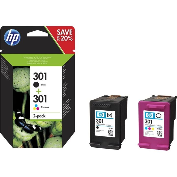 HP Pack de poupança de 2 cartuchos de tinta originais 301…