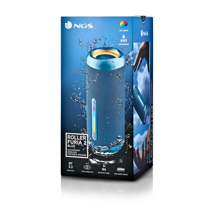 NGS ROLLER FURIA 2 Coluna portátil estéreo Azul 15 W