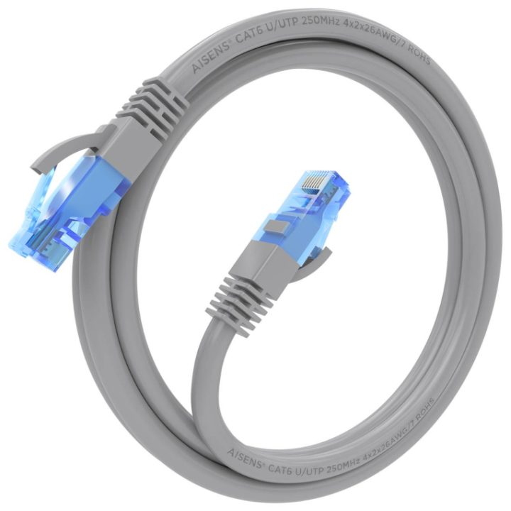 AISENS Cable De Red Latiguillo RJ45 Cat.6 UTP AWG26 CCA, Gris, 25 cm