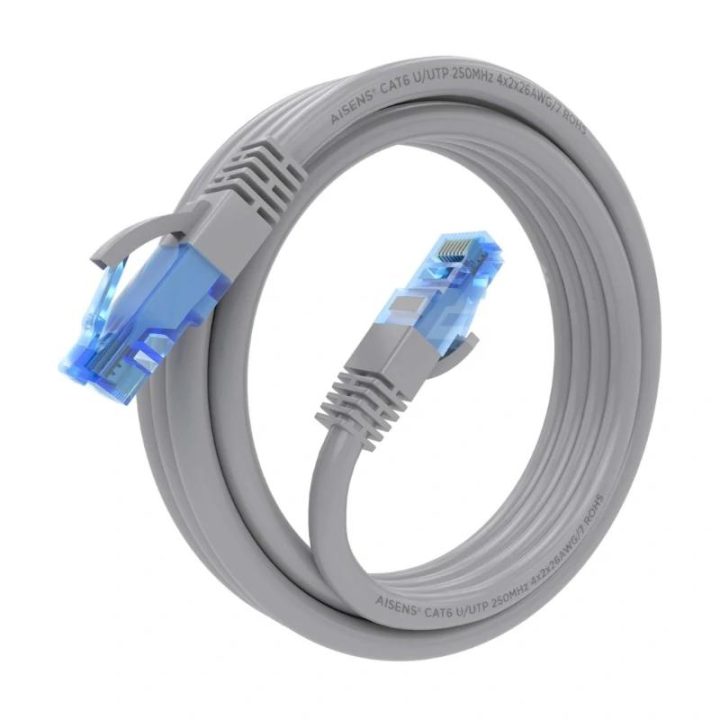 AISENS Cable De Red Latiguillo RJ45 Cat.6 UTP AWG26 CCA, Gris, 25 cm