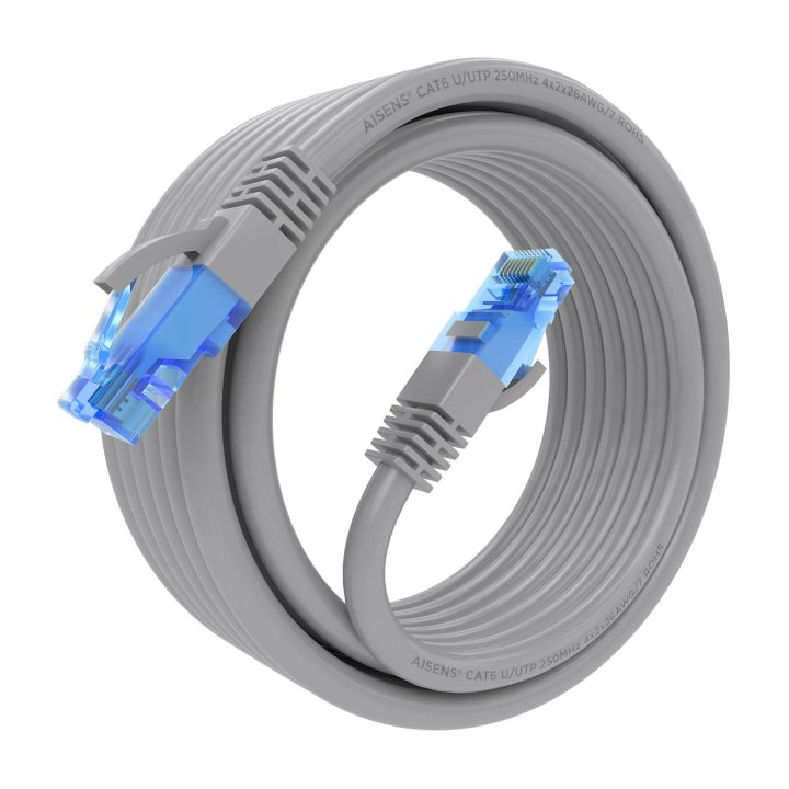 AISENS Cable De Red Latiguillo RJ45 Cat.6 UTP AWG26 CCA, Gris, 25 cm
