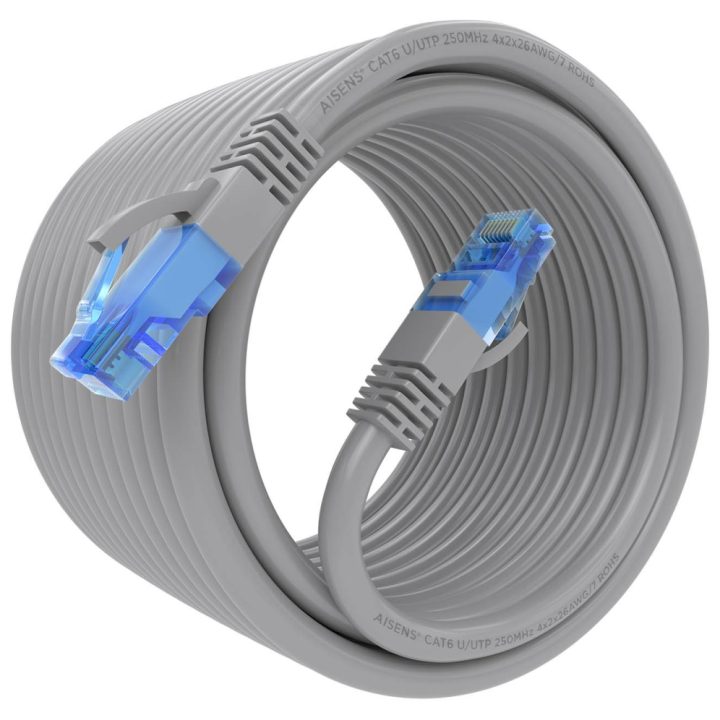 AISENS Cable De Red Latiguillo RJ45 Cat.6 UTP AWG26 CCA, Gris, 25 cm