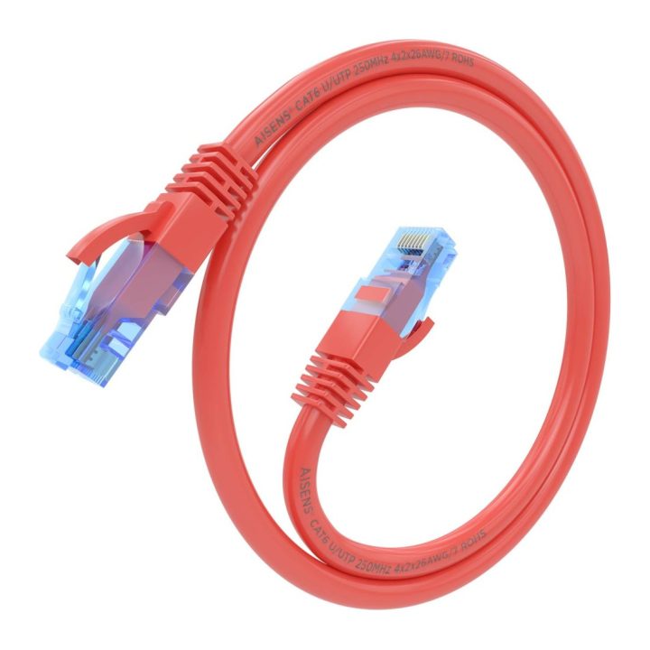 AISENS Cabo de Rede Latiguillo RJ45 Cat.6 UTP AWG26 CCA, Vermelho, 25…