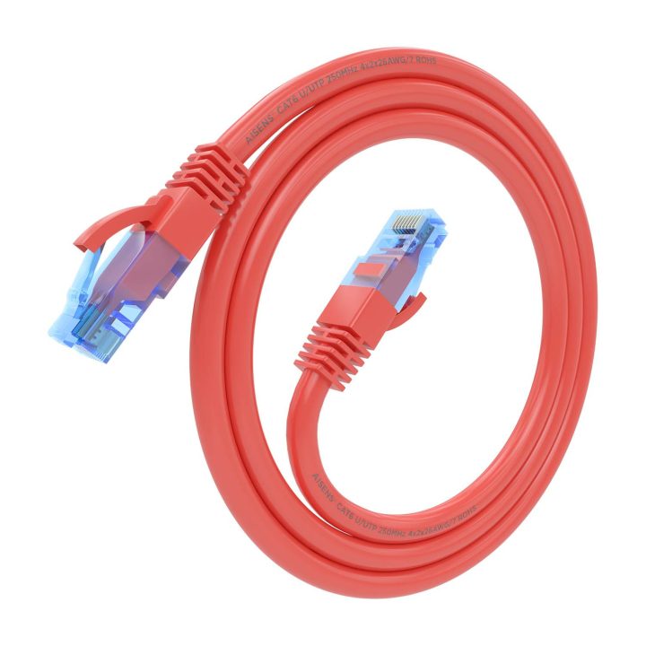 AISENS Cable De Red Latiguillo RJ45 Cat.6 UTP AWG26 CCA, Rojo, 25 cm