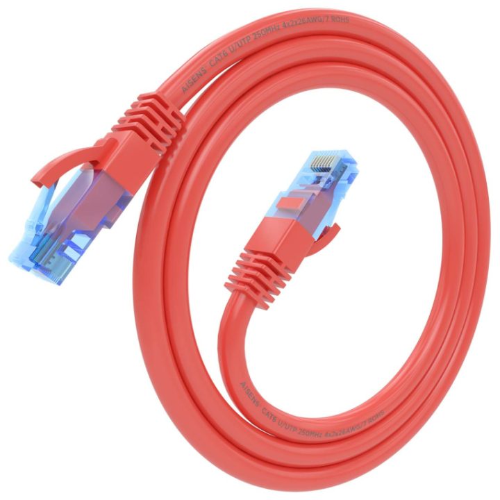AISENS Cabo de Rede Latiguillo RJ45 Cat.6 UTP AWG26 CCA, Vermelho, 25…