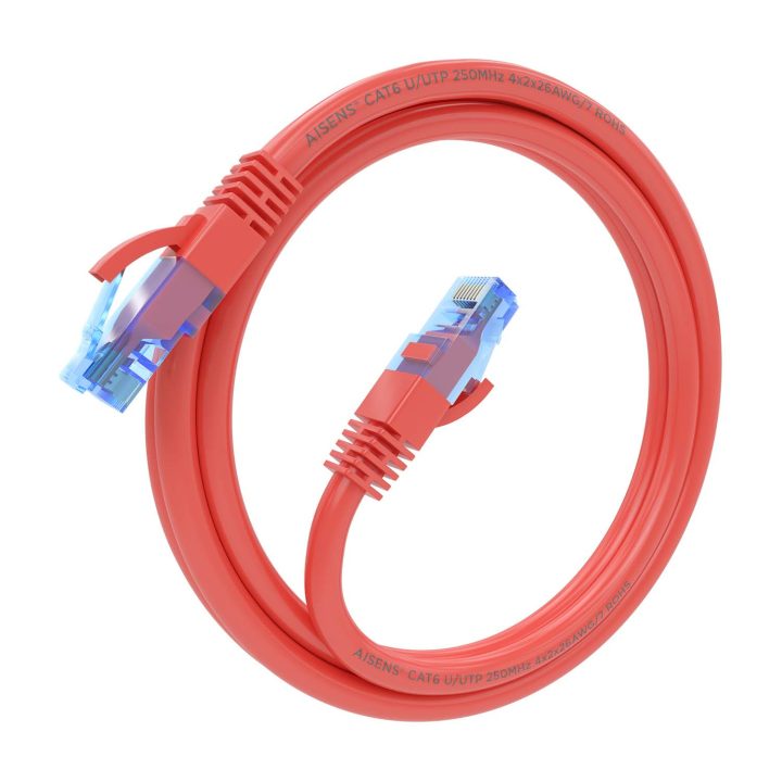 AISENS Cat.6 UTP AWG26 CCA RJ45 Patch Cable, Red, 25 cm