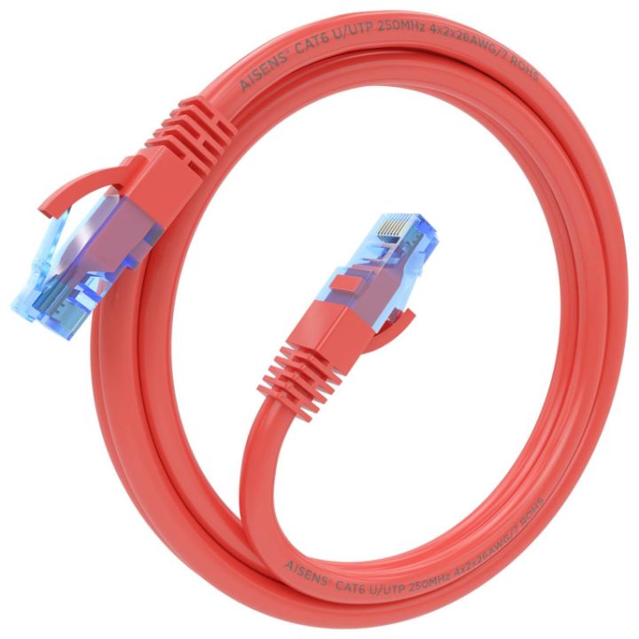 AISENS Cat.6 UTP AWG26 CCA RJ45 Patch Cable, Red, 25 cm