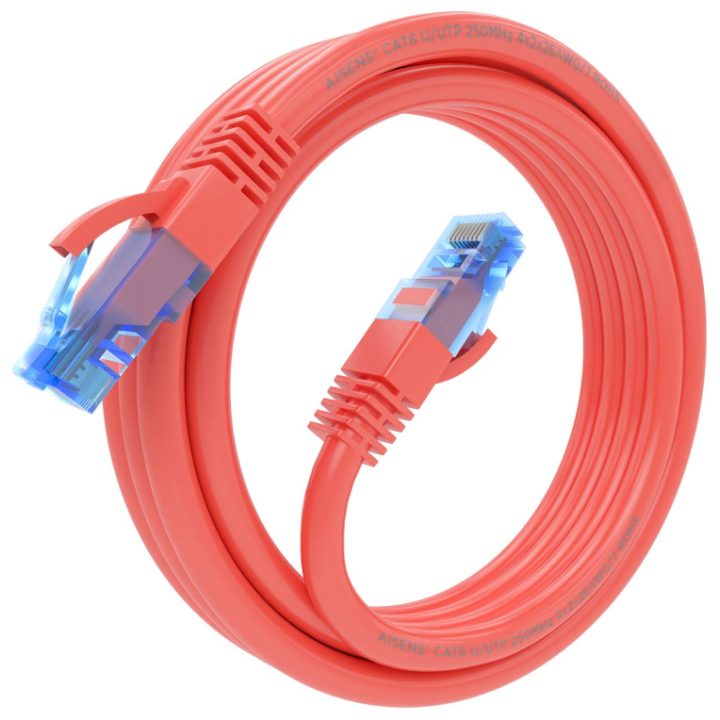 AISENS Cable De Red Latiguillo RJ45 Cat.6 UTP AWG26 CCA, Rojo, 25 cm