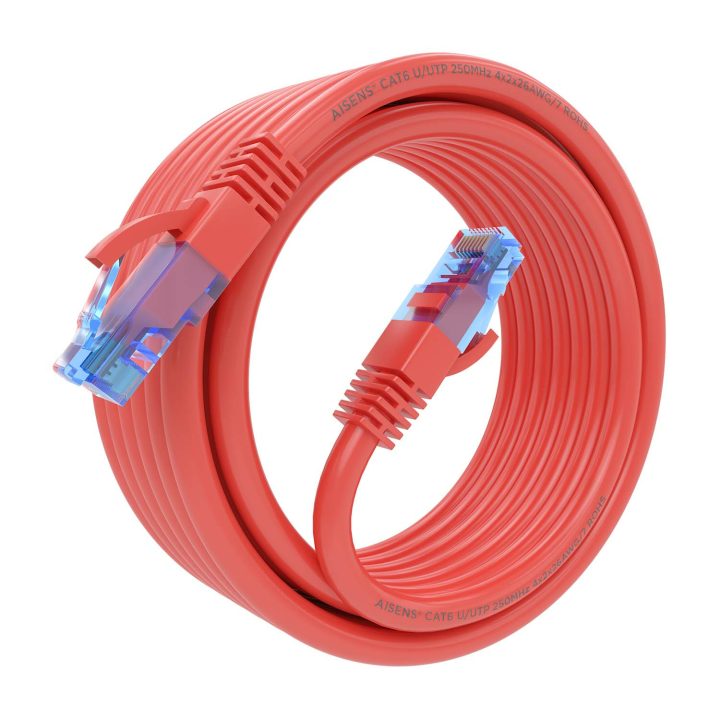 AISENS Cable De Red Latiguillo RJ45 Cat.6 UTP AWG26 CCA, Rojo, 25 cm
