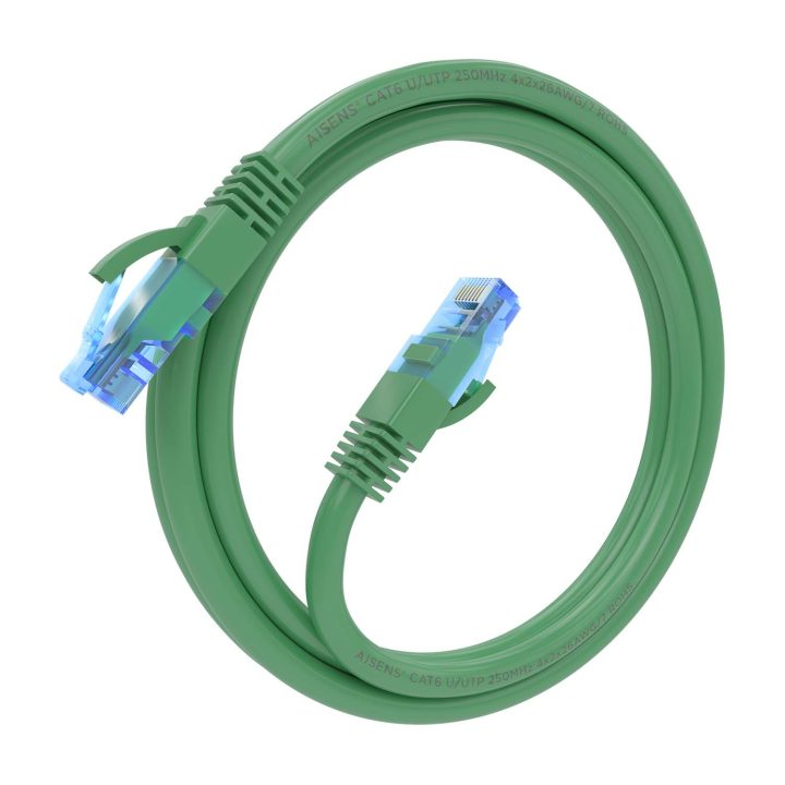 AISENS Cable De Red Latiguillo RJ45 Cat.6 UTP AWG26 CCA, Verde, 30 cm