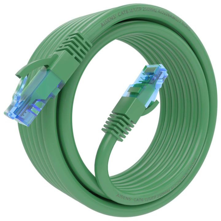 AISENS Cabo de Rede Latiguillo RJ45 Cat.6 UTP AWG26 CCA, Verde, 30 cm