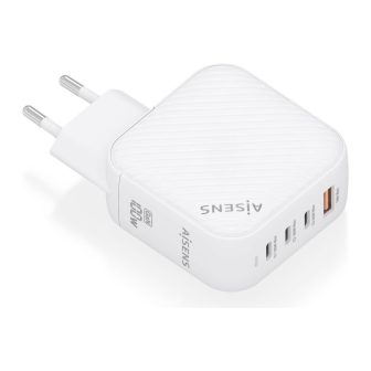AISENS GaN Charger 100W, 3xUSB-C PD3.0 QC4.0, 1xUSB-A QC3.0, White