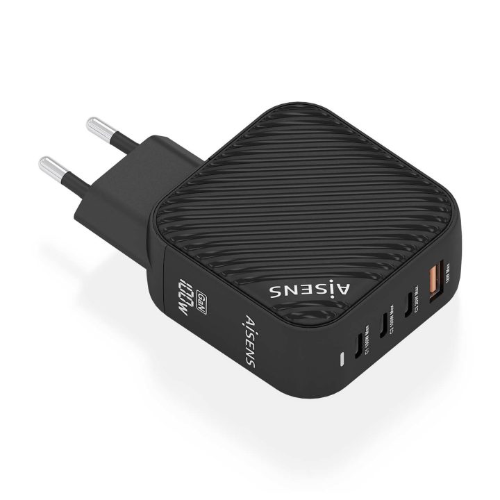 AISENS Cargador GaN 100W, 3xUSB-C PD3.0 QC4.0, 1xUSB-A QC3.0, Blanco