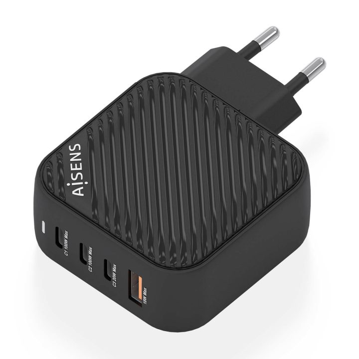 AISENS GaN Charger 100W, 3xUSB-C PD3.0 QC4.0, 1xUSB-A QC3.0, White