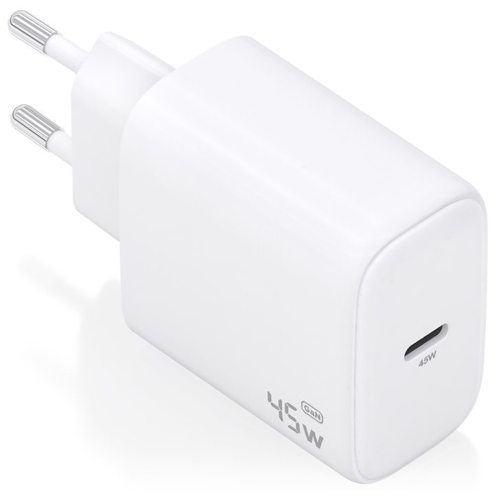 AISENS GaN Charger 45W, 1xUSB-C PD3.0, White