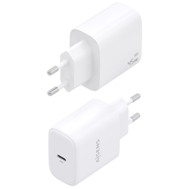 AISENS Cargador GaN 45W, 1xUSB-C PD3.0, Blanco