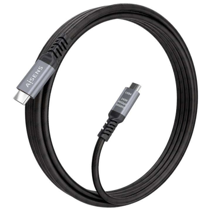 AISENS Cable USB4 Gen3x2 Aluminio 40Gbps 8K@60Hz 5A 48V 240W E-Mark…
