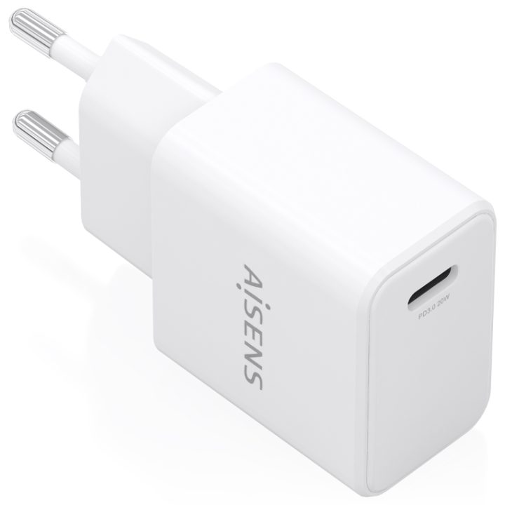 AISENS GaN USB-C PD3.0 Charger 1xUSB-C 20W, White