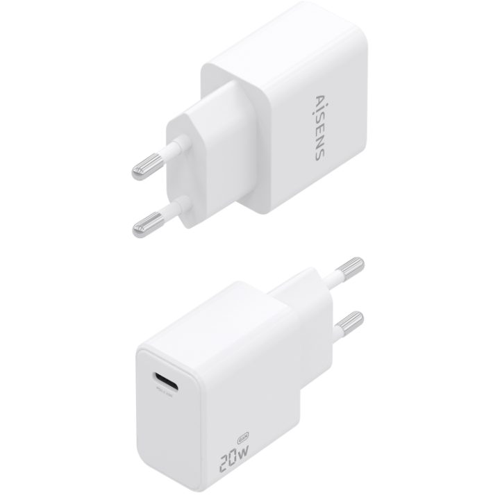 AISENS Carregador GaN USB-C PD3.0 1xUSB-C 20W, Branco