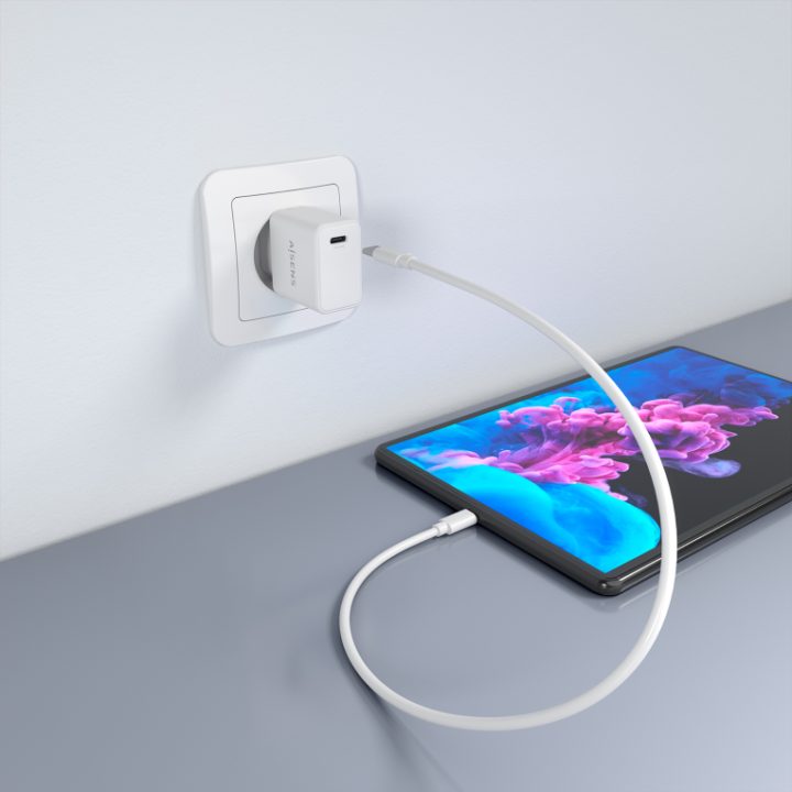 AISENS GaN USB-C PD3.0 Charger 1xUSB-C 20W, White