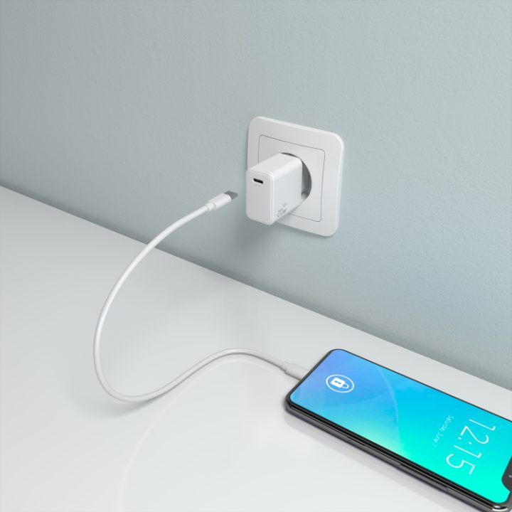 AISENS Carregador GaN USB-C PD3.0 1xUSB-C 20W, Branco