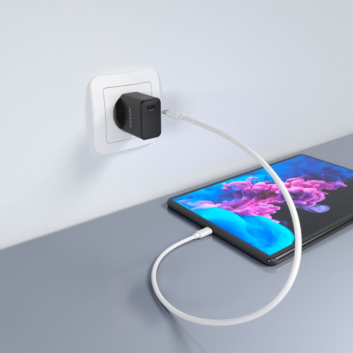 AISENS Carregador GaN USB-C PD3.0 1xUSB-C 20W, Branco