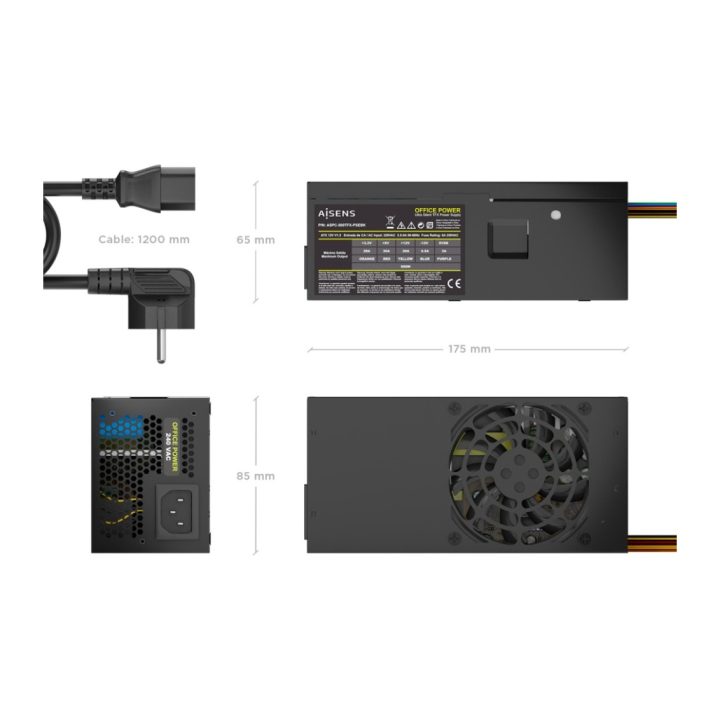 AISENS Fonte de Alimentação TFX 500W com Cabo de Alimentação OEM…