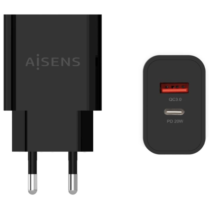 Carregador AISENS 20W, 1xUSB-C PD3.0, 1xUSB-A QC3.0, Branco