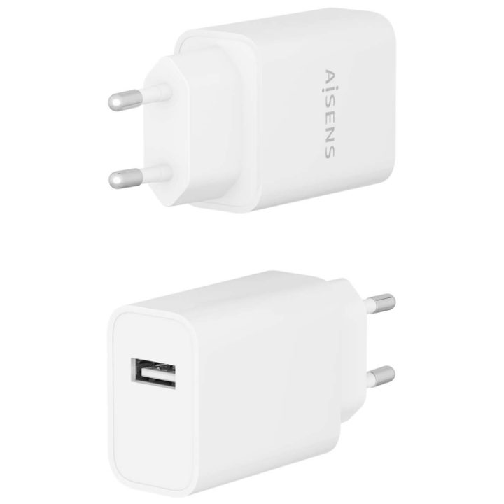 AISENS Carregador USB 10W alta eficiência, 5V/2A, Branco