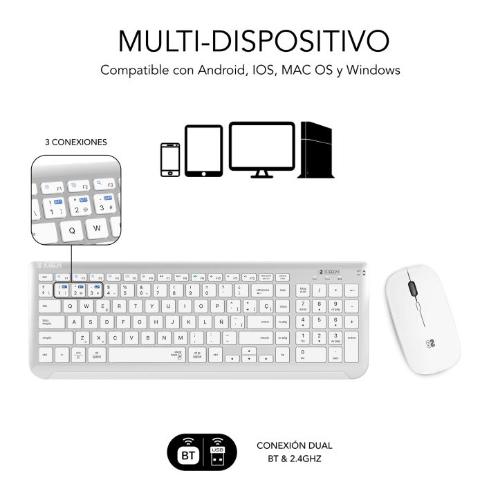 Subblim Teclado com Rato Bluetooth + 2.4G Combo Dual Prestige…