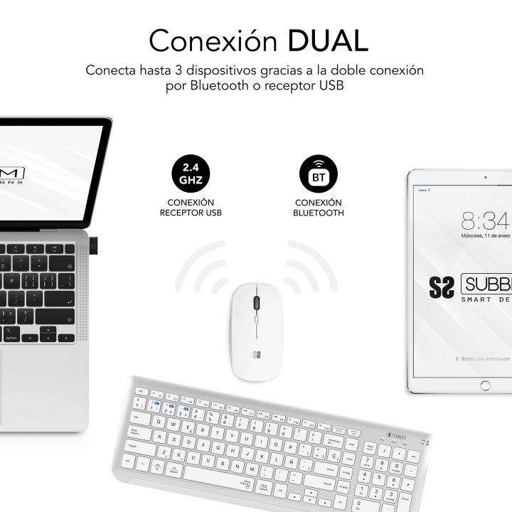 Subblim Teclado con Ratón Bluetooth + 2.4G Combo Dual Prestige…