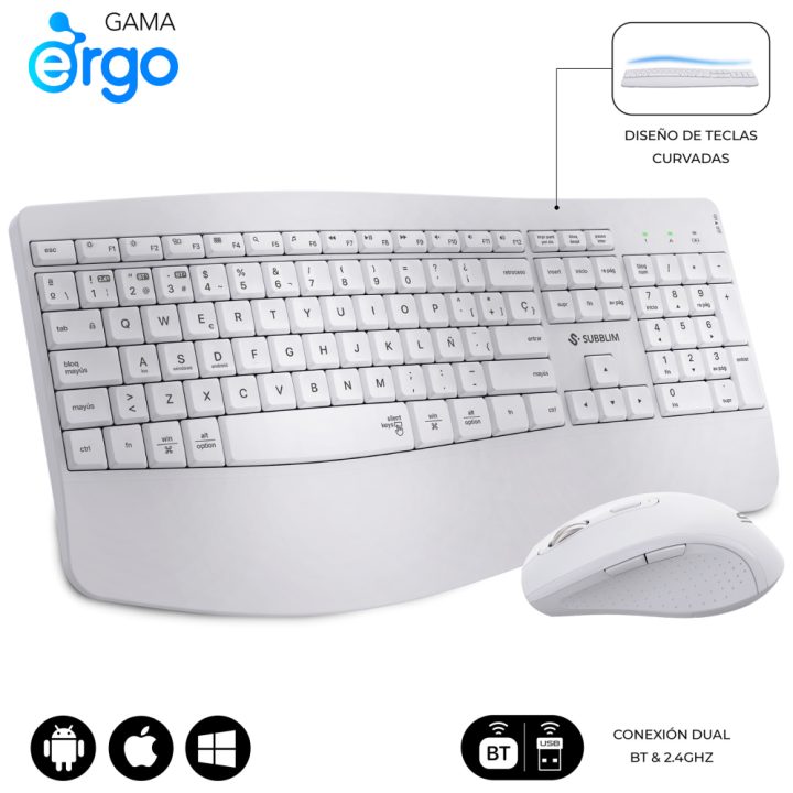Subblim Keyboard and Mouse Combo Dual Office Prowave White…