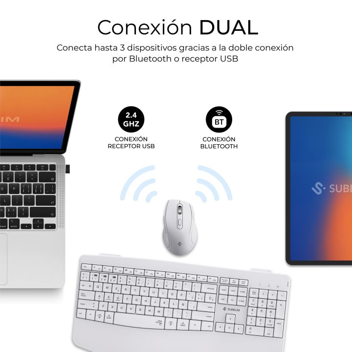 Subblim Keyboard and Mouse Combo Dual Office Prowave White…