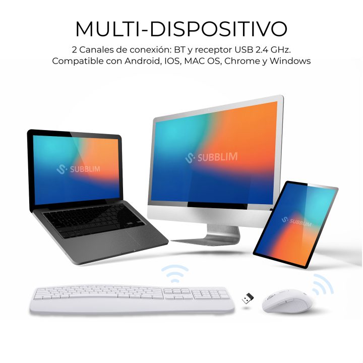 Subblim Keyboard and Mouse Combo Dual Office Prowave White…