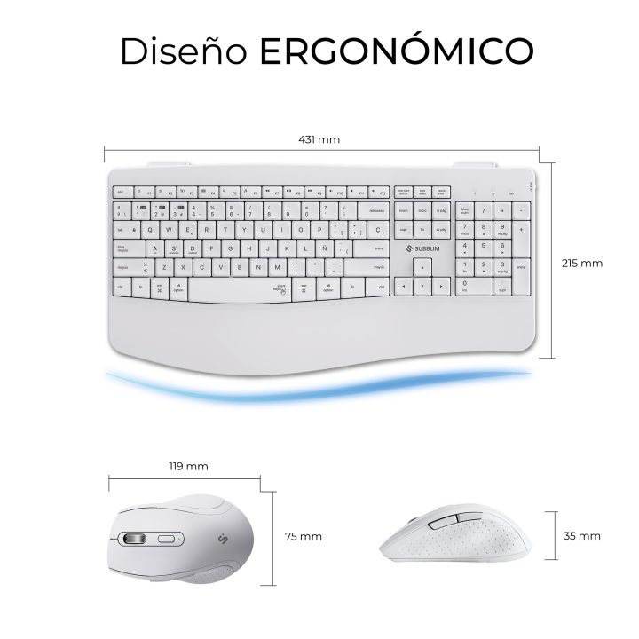 Subblim Keyboard and Mouse Combo Dual Office Prowave White…