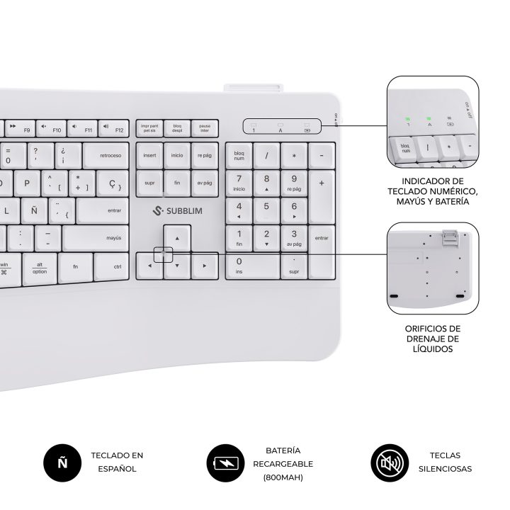 Subblim teclado con ratón combo dual office prowave white…