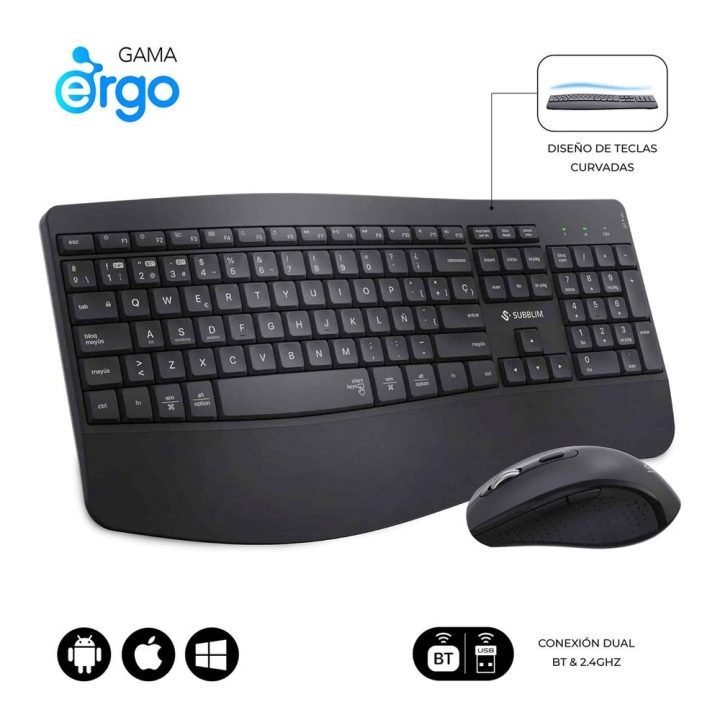 Subblim Keyboard and Mouse Combo Dual Office Prowave White…