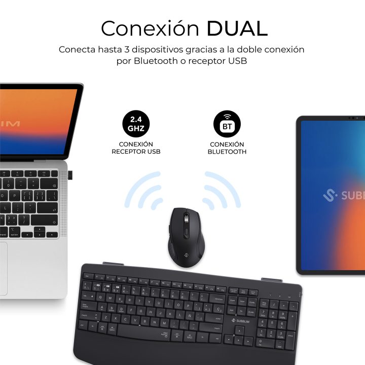 Subblim Keyboard and Mouse Combo Dual Office Prowave White…